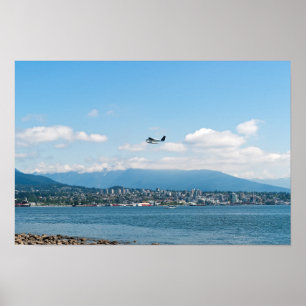 Póster Avión de mar despegando sobre la bahía de Vancouve