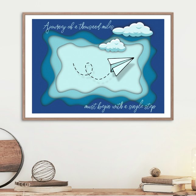 Póster Avión de papel | El viaje comienza con un solo pas (Subido por el creador)