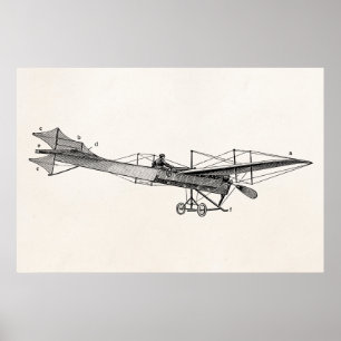 Póster Avión de propulsor de vintage Retro viejo avión de