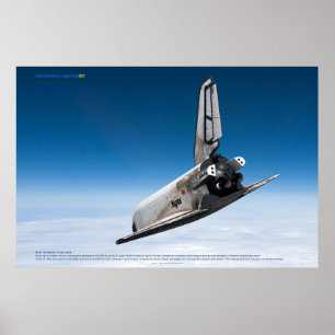Póster Avión espacial Buran: Descenso entre nubes