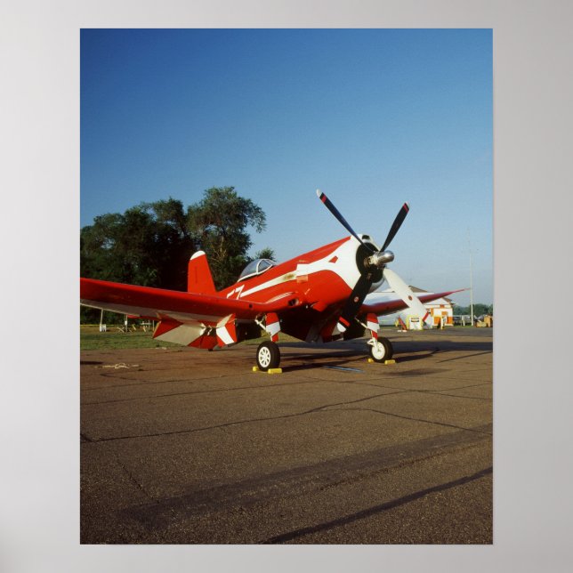 Póster Avión F2G-1D Super Corsair en un programa aéreo en (Frente)
