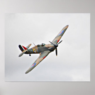 Póster Avión militar de combate de vintage ww2