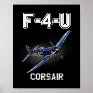 Póster Avión militar Wwii de F4u Corsair Warbird