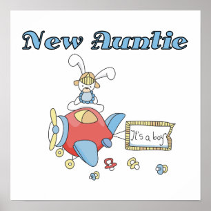 Póster Avión Nueva tía de camisetas y regalos de niños