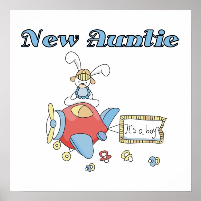 Póster Avión Nueva tía de camisetas y regalos de niños (Frente)
