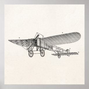 Póster Avión retro del apoyo del aeroplano del propulsor