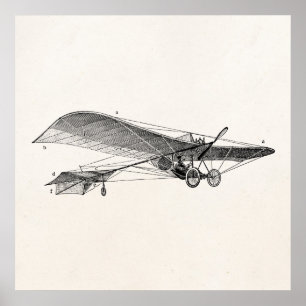 Póster Avión retro del apoyo del aeroplano del propulsor