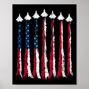 Póster Avión Retro Fighter Jet Avión Bandera Americana Co