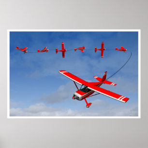 Póster Avión Rojo realizando un Rollo de ajuste aerobátic