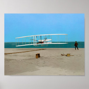 Póster Avión Vintage de los Hermanos de Primera Vuelo