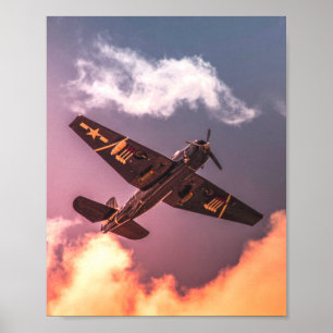 Póster Avión Vintage Hermoso Cielo