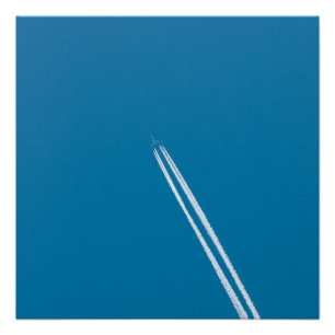 Póster Avión volando sobre un fondo de cielo azul