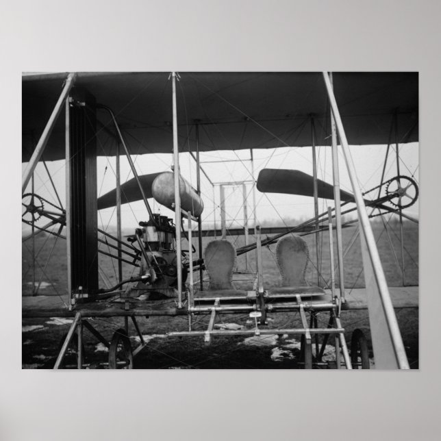 Póster Avión Wright Brothers con piloto y (Frente)