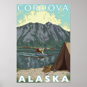 Póster Avión y pesca - Cordova, Alaska de Bush