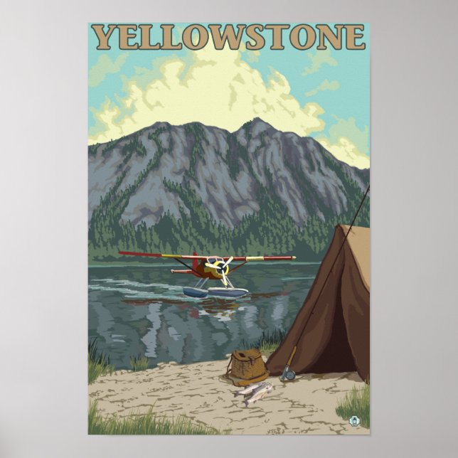 Póster Avión y pesca de Bush - Nacional de Yellowstone (Frente)