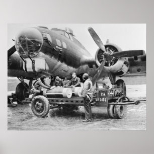 Póster Avión y tripulación de la Segunda Guerra Mundial: