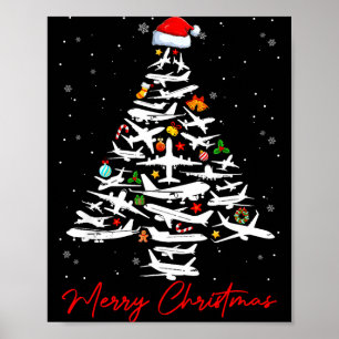 Póster Aviones de árbol de Navidad Muchos hombres felices