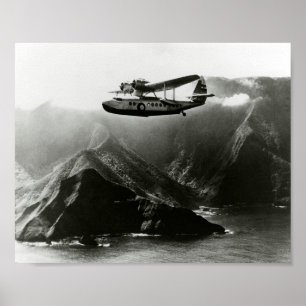 Póster Aviones de barco volador sobre las Islas Hawái