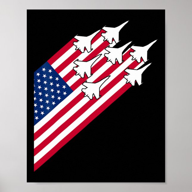 Póster Aviones de combate bandera de EE. UU. 4 de julio A (Frente)