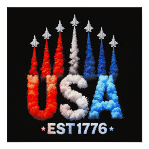 Póster Aviones de combate del 4 de julio Patriótico EEUU