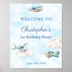 Póster Aviones En Nubes Bienvenidos A La Fiesta De Cumple