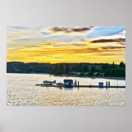 Póster Aviones flotantes en el lago Coeur d'Alene, Idaho