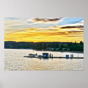 Póster Aviones flotantes en el lago Coeur d'Alene, Idaho