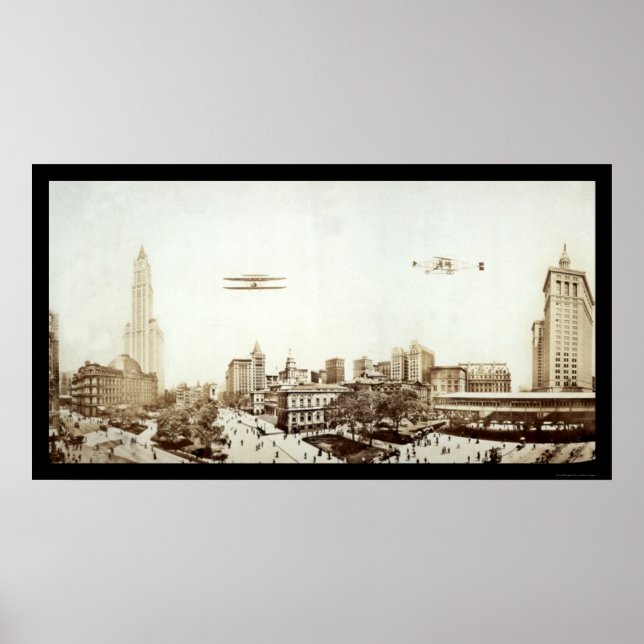 Póster Aviones NYC City Hall Photo 1913 (Frente)