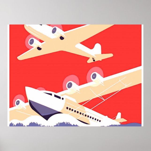 Póster Aviones que vuelan con hélice de época (Frente)