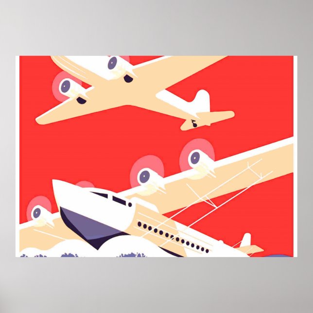 Póster Aviones que vuelan con hélice de época (Frente)