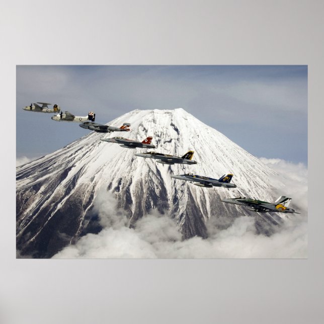Póster Aviones Sobre El Monte Fuji, Japón (Frente)