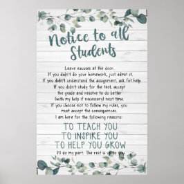Póster Aviso A Todos Los Estudiantes Poster De Aula