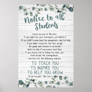 Póster Aviso A Todos Los Estudiantes Poster De Aula