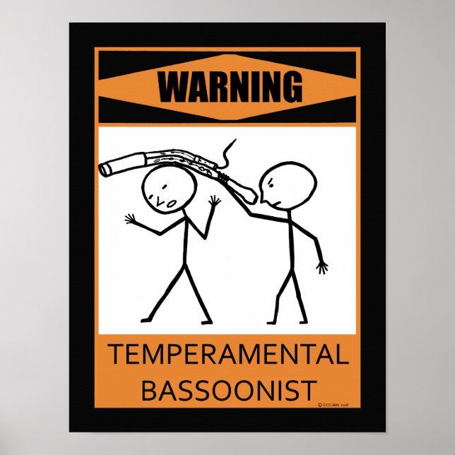 Póster Aviso Basonista Temperamental (Frente)