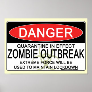 Póster Aviso: Brote de Zombie