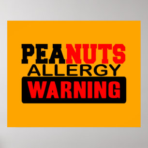Póster Aviso de alergia a cacahuetes