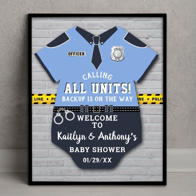 Póster Aviso de bienvenida Baby Shower de oficial de poli (Subido por el creador)