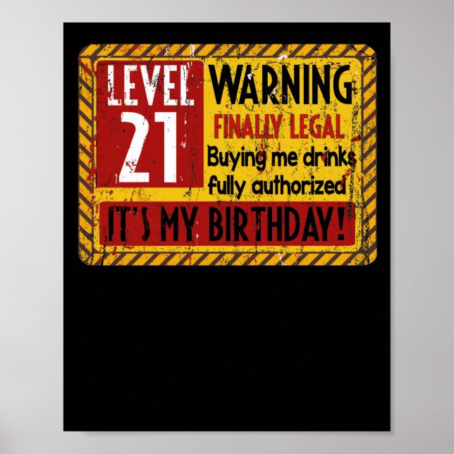 Póster Aviso de cumpleaños de 21 años de edad por fin (Frente)