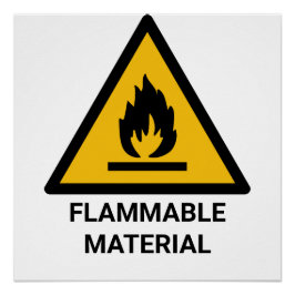 Póster Aviso de materiales inflamables, símbolo de riesgo