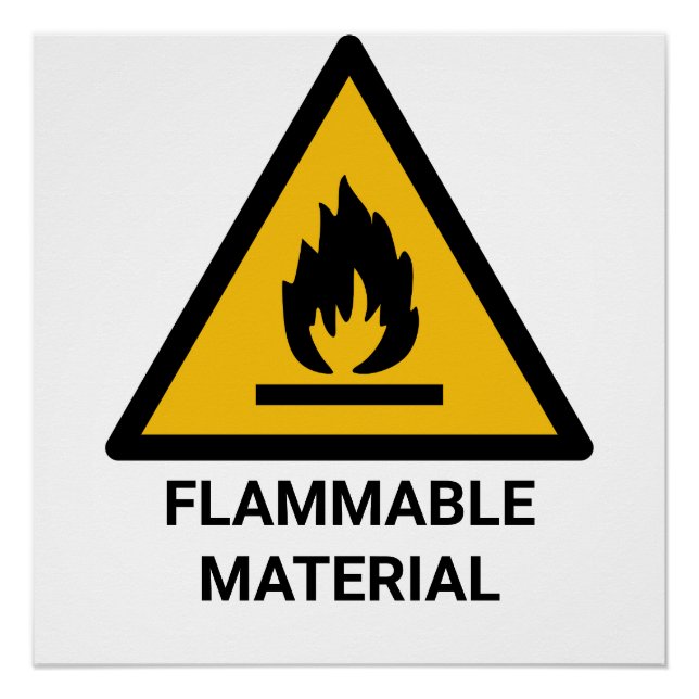 Póster Aviso de materiales inflamables, símbolo de riesgo (Anverso)