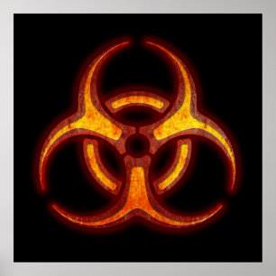 Póster Aviso de peligro biológico para zombis