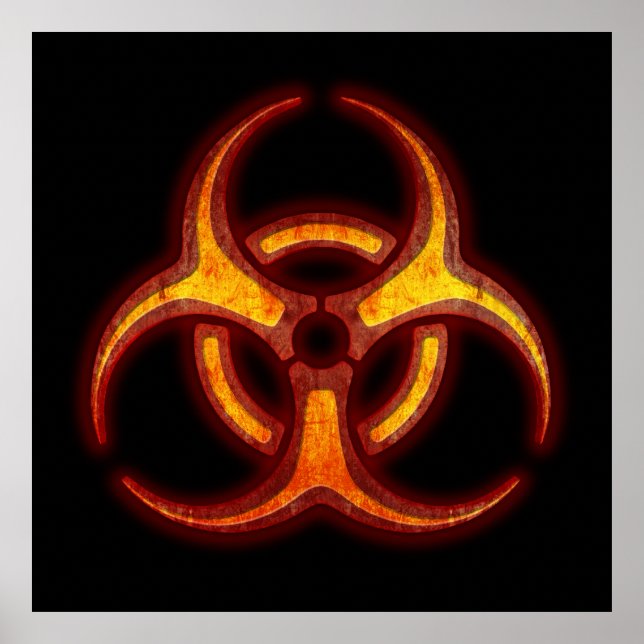 Póster Aviso de peligro biológico para zombis (Frente)