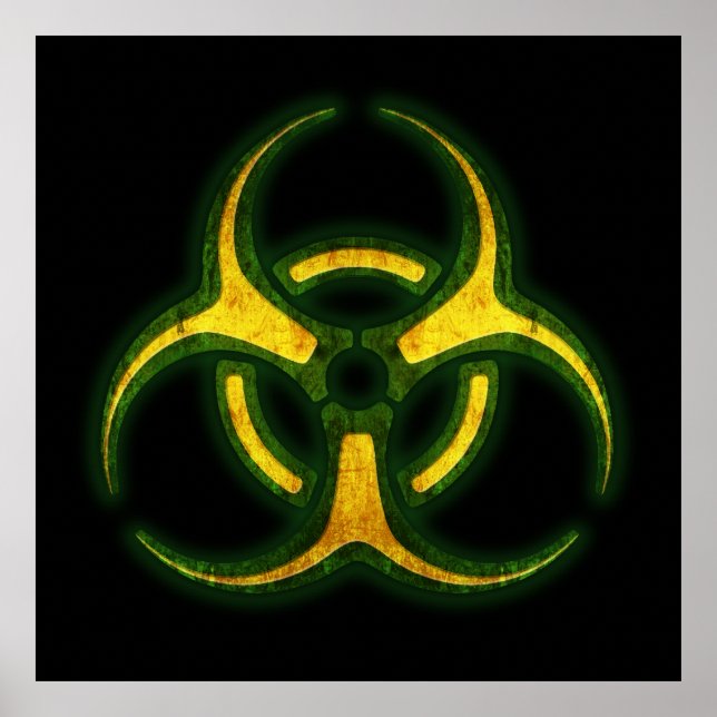 Póster Aviso de peligro biológico para zombis (Frente)
