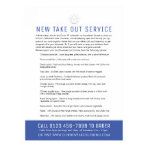 Aviso de restaurante de emergencia para llevar men