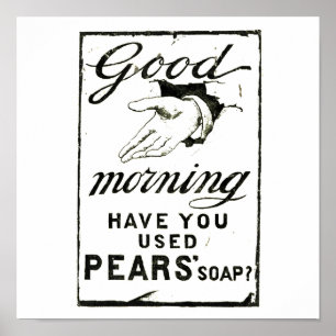 Póster AVISO DE SOAP DE VINTAGE PEARS - Circa 1895