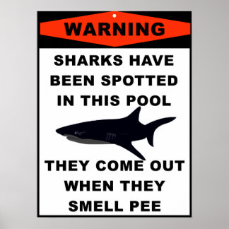 Póster Aviso de tiburón de piscina