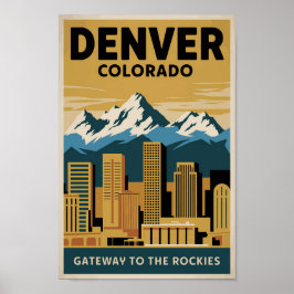 Póster Aviso de viaje de Denver Colorado Skyline
