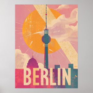 Póster Aviso de viaje rosa de la época de Berlín