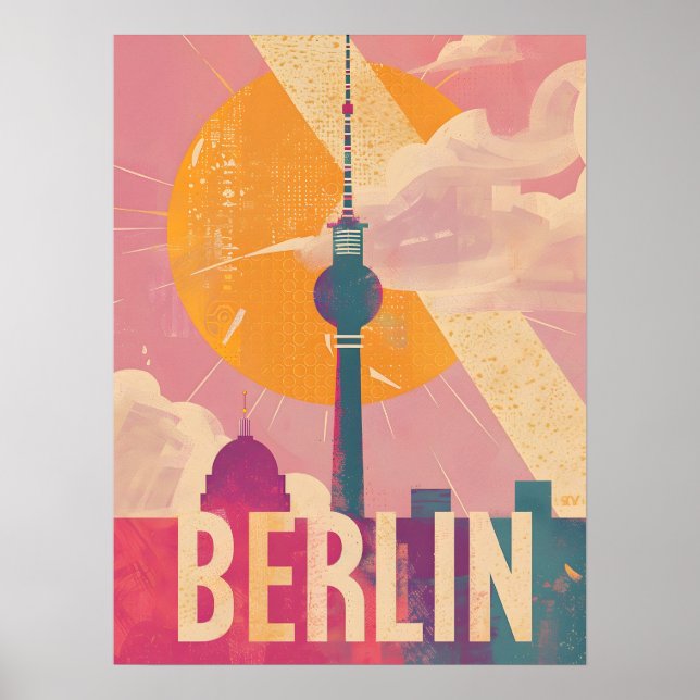 Póster Aviso de viaje rosa de la época de Berlín (Frente)