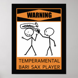 Póster Aviso del jugador de saxo de Bari de temperatura